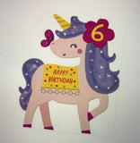 UK Greetings Unicorn Pom 6th Birthday Card featuring colorful unicorn design and festive birthday message.