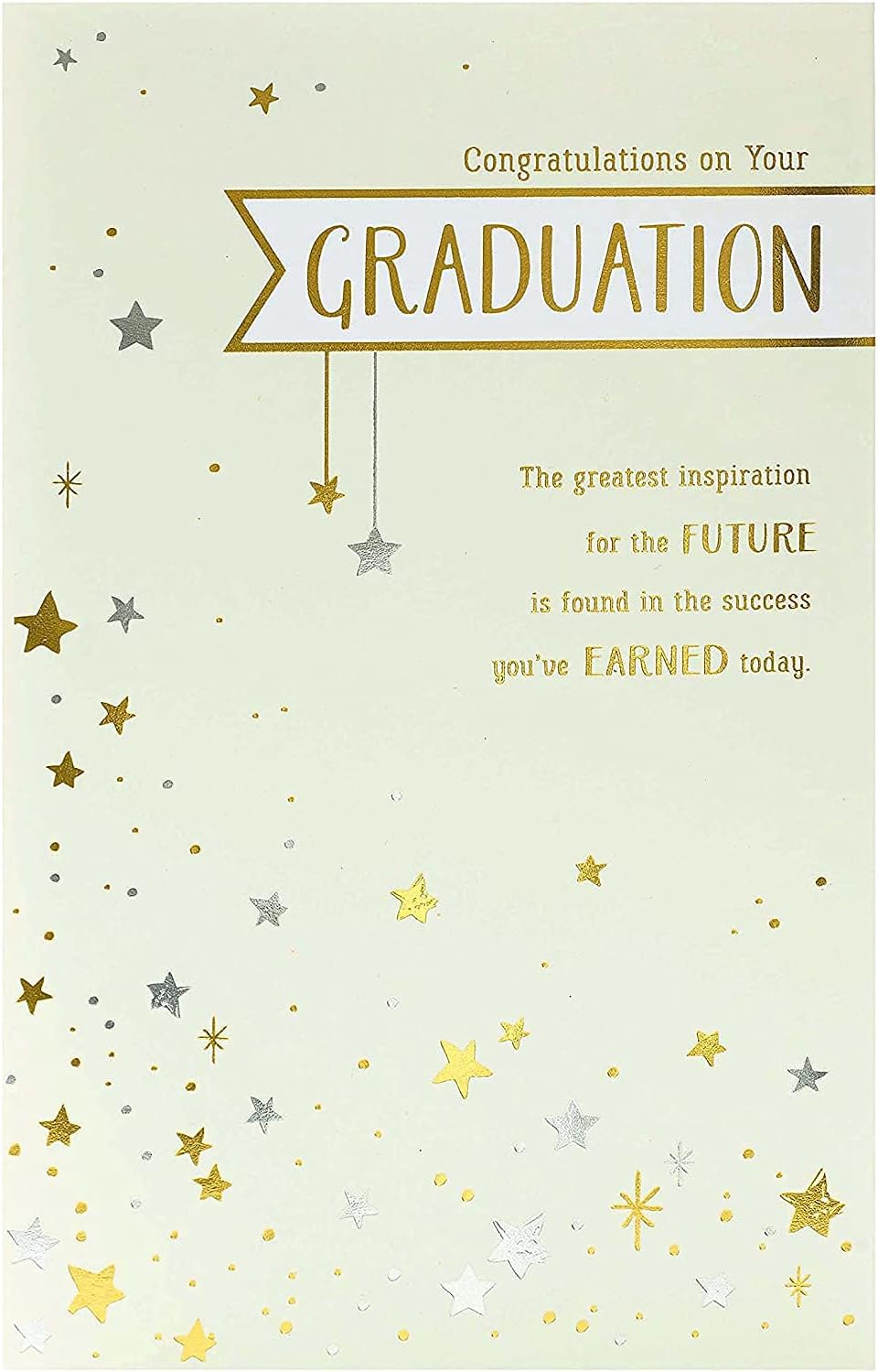 UK Greetings university graduation card featuring congratulatory message and festive design for celebrating graduates.