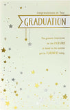 UK Greetings university graduation card featuring congratulatory message and festive design for celebrating graduates.