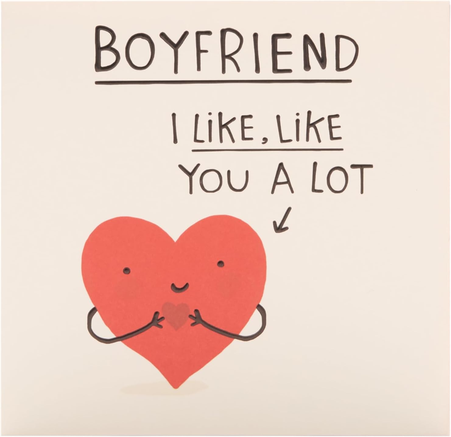 UK Greetings Valentine's Day card for boyfriend featuring a cute smiley heart design, perfect for expressing love and affection.