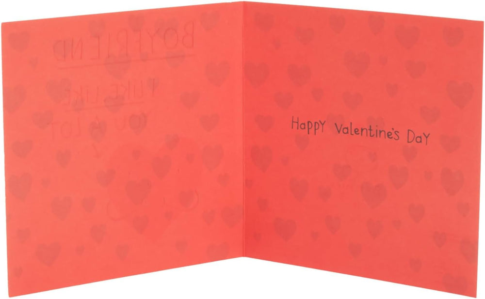 UK Greetings Valentine's Day card for boyfriend featuring a cute smiley heart design on a cheerful greeting card.