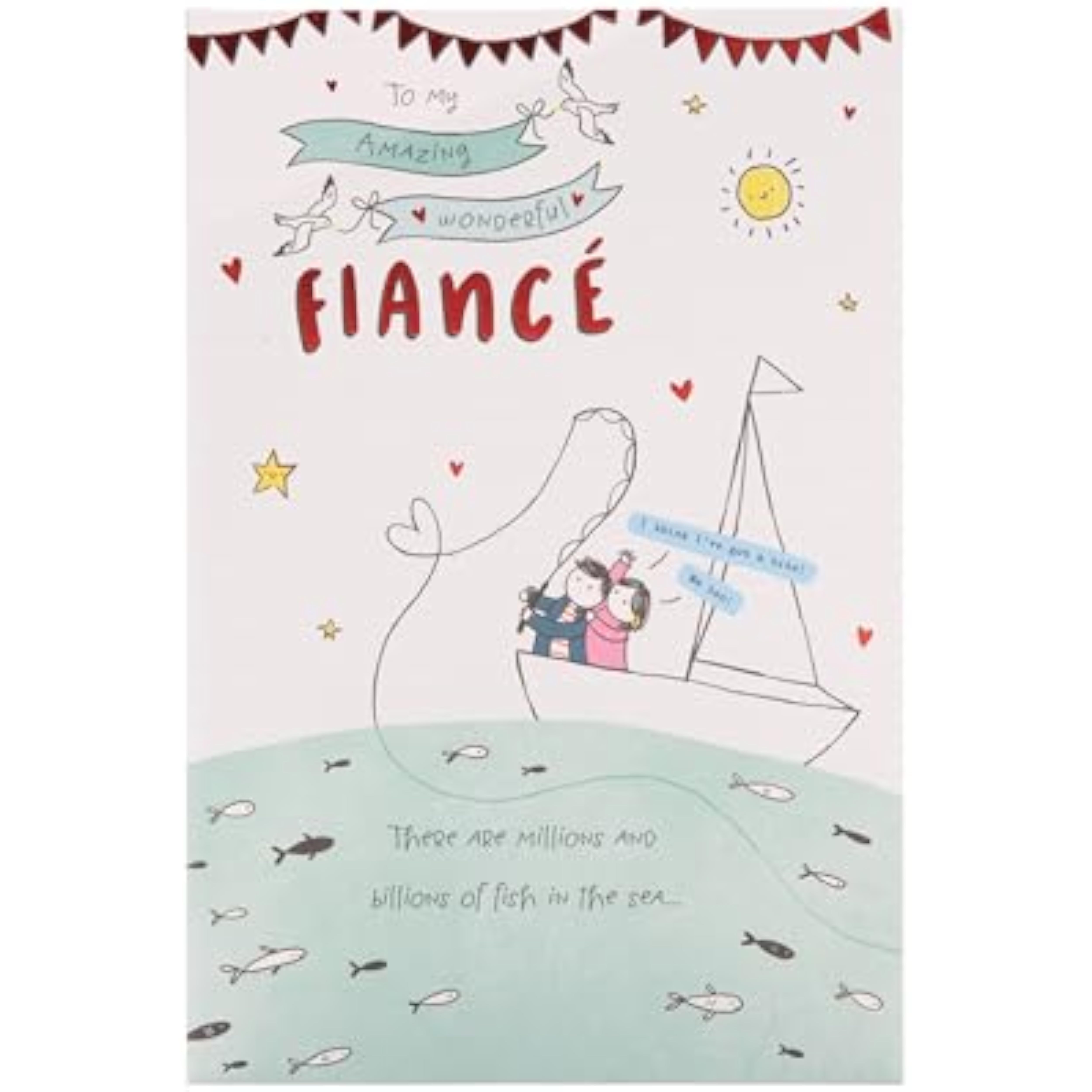 UK Greetings Valentine's Day card for fiancé with cute sketch design and romantic message, perfect for expressing love.