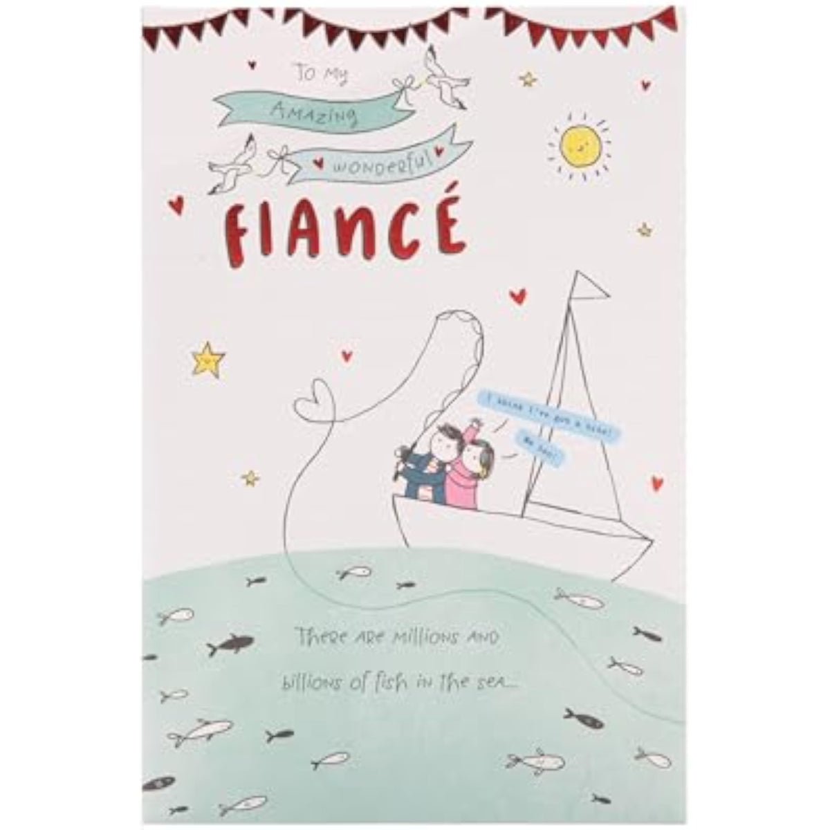UK Greetings Valentine's Day card for fiancé with cute sketch design and romantic message, perfect for expressing love.