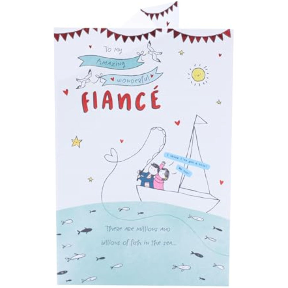 UK Greetings Valentine's Day card for fiancé with cute sketch design and romantic message, perfect for expressing love.