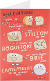 UK Greetings Valentine's Day card featuring a cheese design for him, her, boyfriend, girlfriend, husband, wife, or partner.