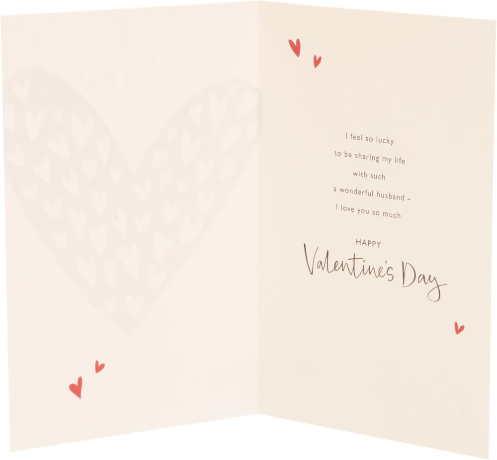 UK Greetings Valentine's Day Card for Husband featuring a bold red design, perfect for expressing love and affection.