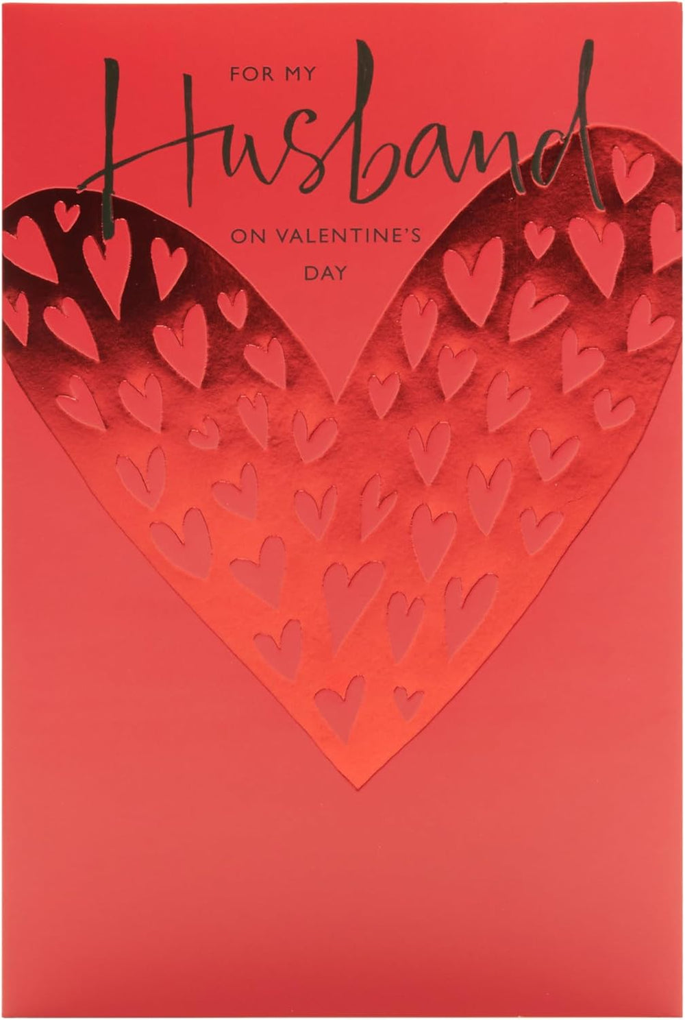 UK Greetings Valentine's Day card for husband featuring a bold red design, perfect for expressing love and affection.