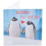 UK Greetings Valentine's Day card for husband featuring a cute penguin design, perfect for expressing love on special occasions.