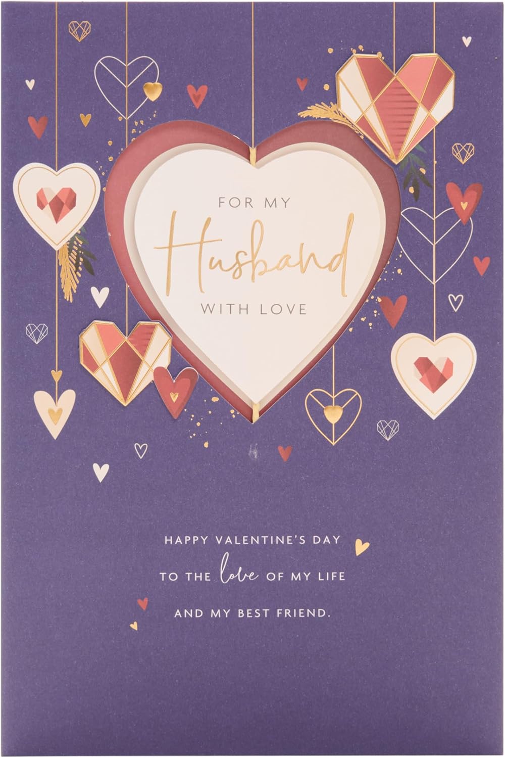 UK Greetings Valentine's Day card for husband featuring a dark blue design, perfect for expressing love on special occasions.