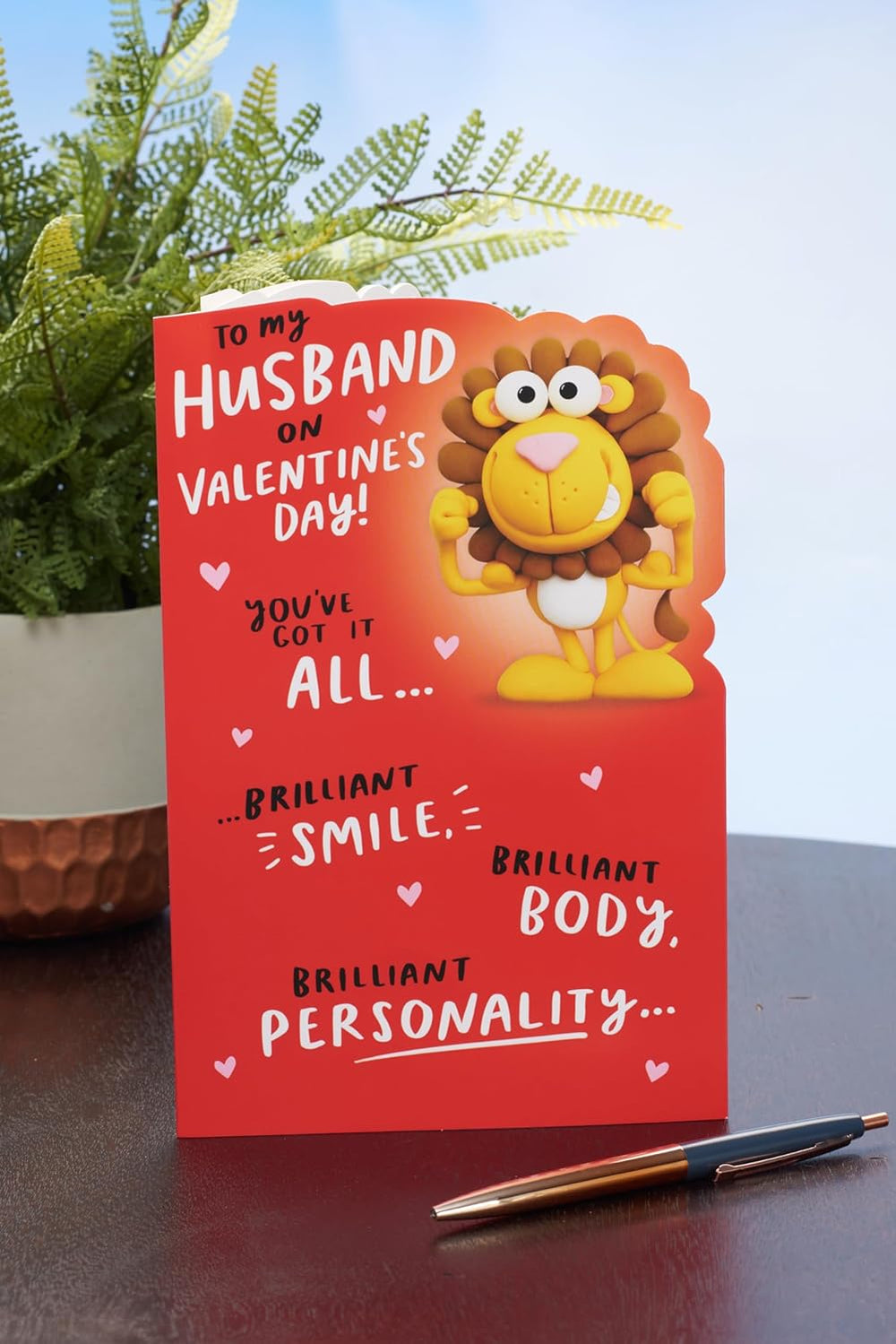 UK Greetings funny Valentine's Day card for husband featuring humorous design, perfect for expressing love and affection.