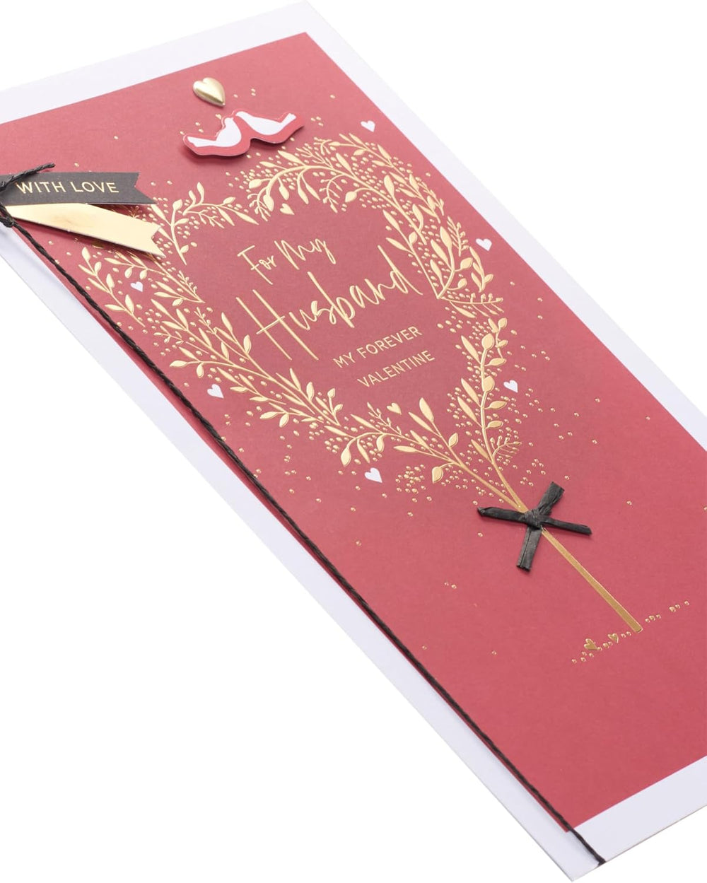UK Greetings Valentine's Day card for husband featuring a gold heart tree design, showcasing a romantic greeting card for special occasions.