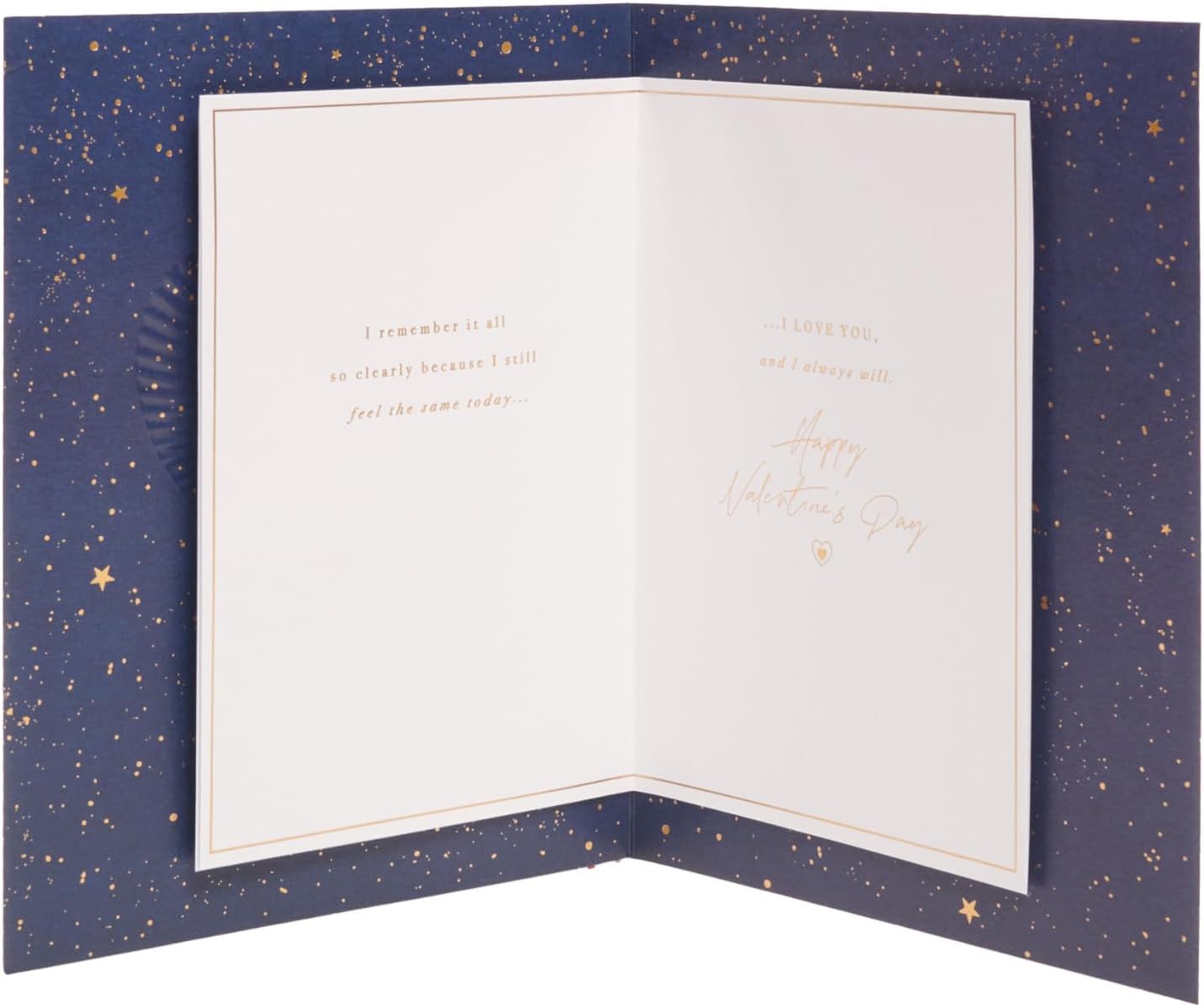 UK Greetings Valentine's Day card for husband featuring an intricate gold heart design on a greeting card.