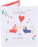 UK Greetings Valentine's Day card for husband featuring adorable dogs design, with romantic and heartfelt message.