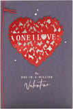 UK Greetings Valentine's Day card featuring a stunning red heart design, perfect for expressing love to someone special.