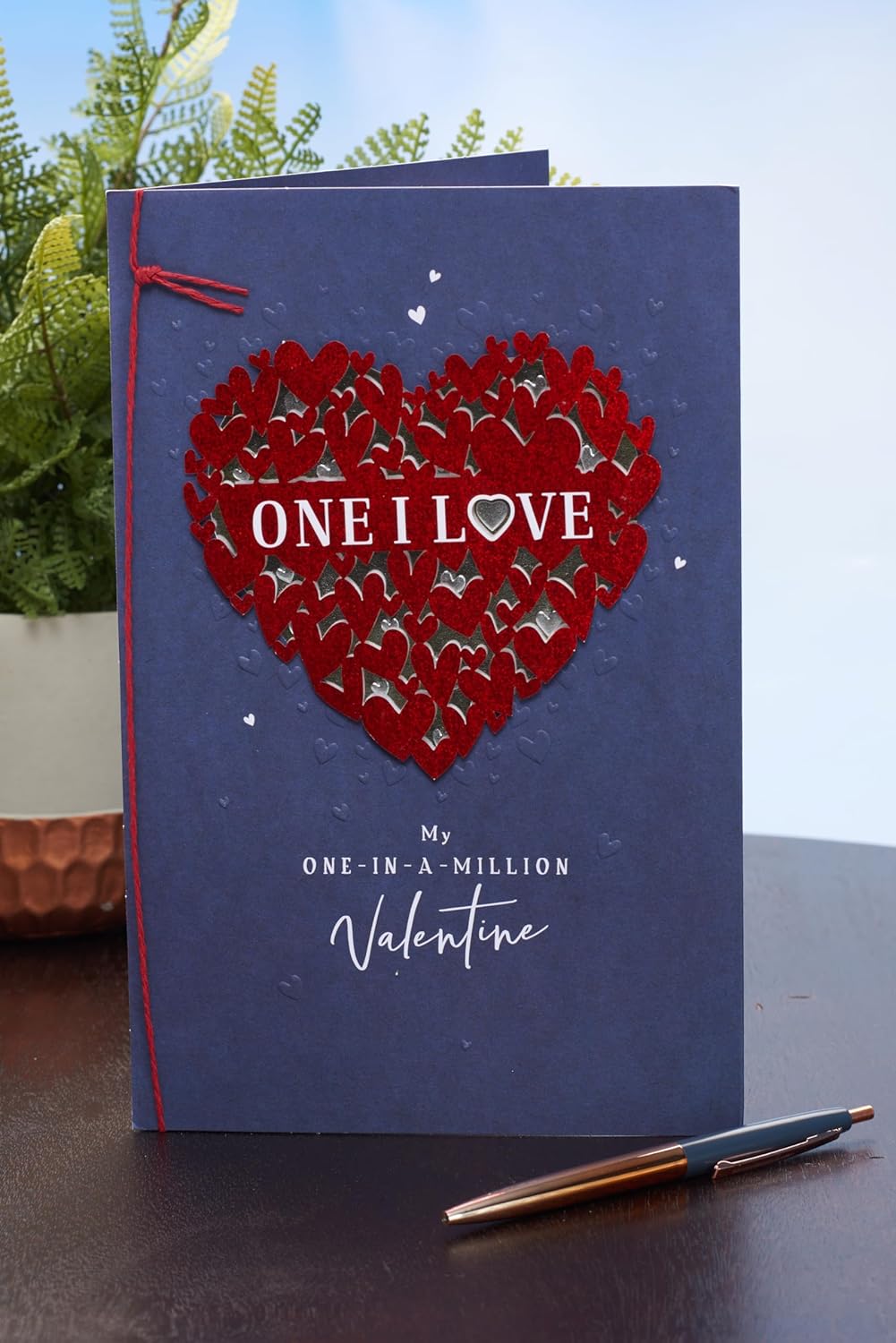 UK Greetings Valentine's Day greeting card featuring a stunning red heart design for the one I love.