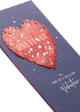 UK Greetings Valentine's Day greeting card featuring a stunning red heart design, perfect for expressing love to someone special.