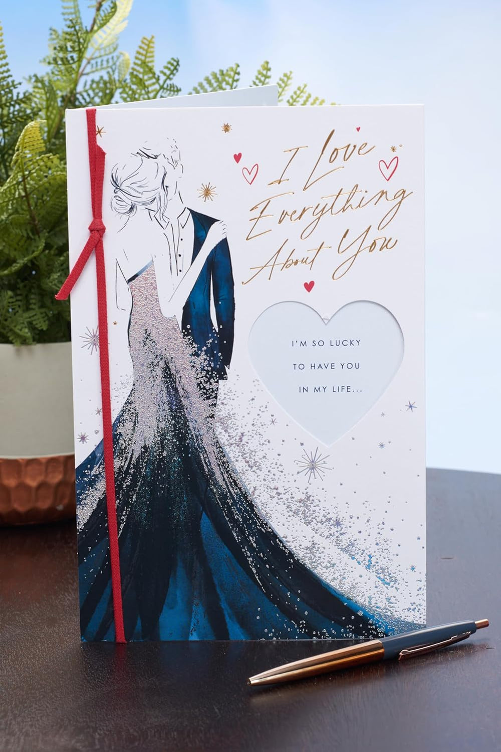 UK Greetings Valentine's Day card for the one I love, featuring a stylish design and romantic imagery.