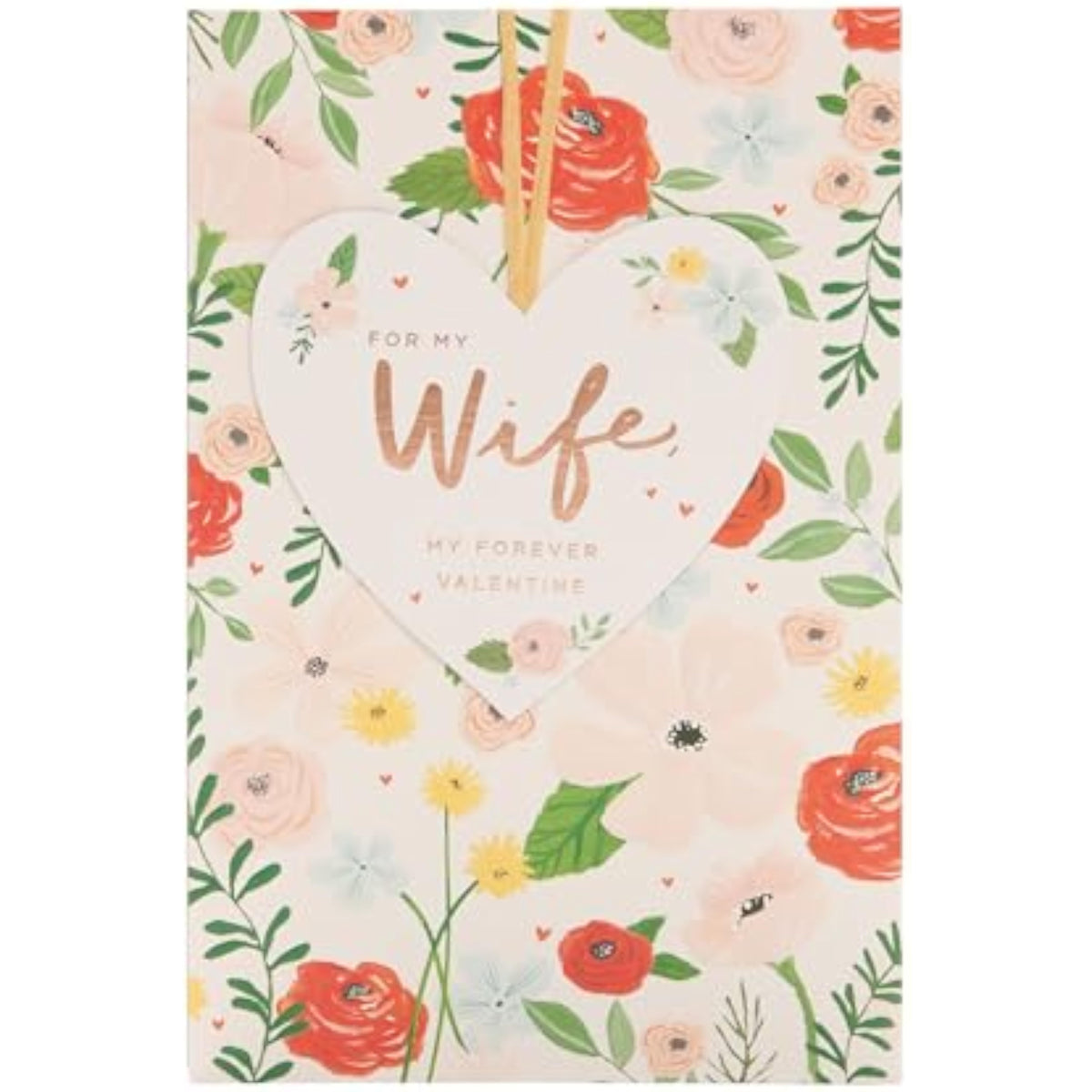 UK Greetings Valentine's Day card for wife featuring a bright floral design, showcasing vibrant flowers and elegant lettering.