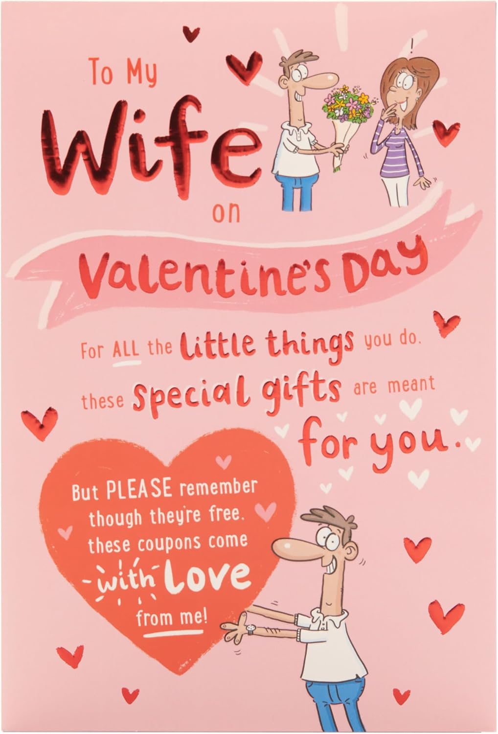 UK Greetings Valentine's Day card for wife featuring a cartoon rhyme design, showcasing colorful illustrations and heartfelt message.