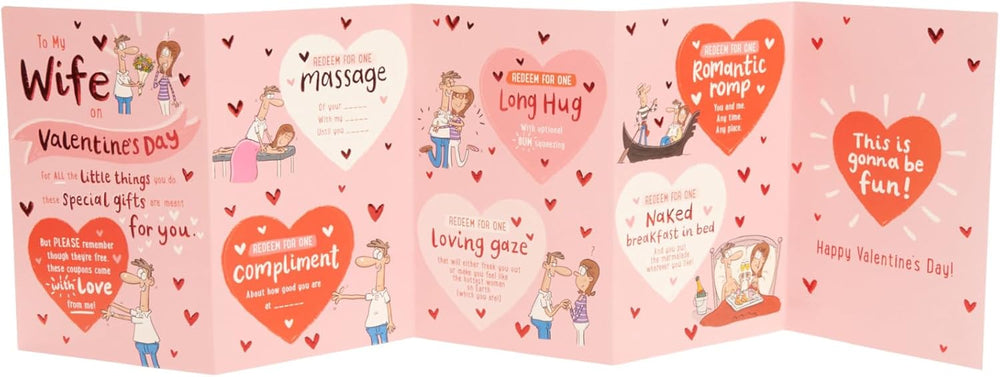 UK Greetings Valentine's Day card for wife featuring a cartoon rhyme design, colorful and charming greeting card for special occasions.