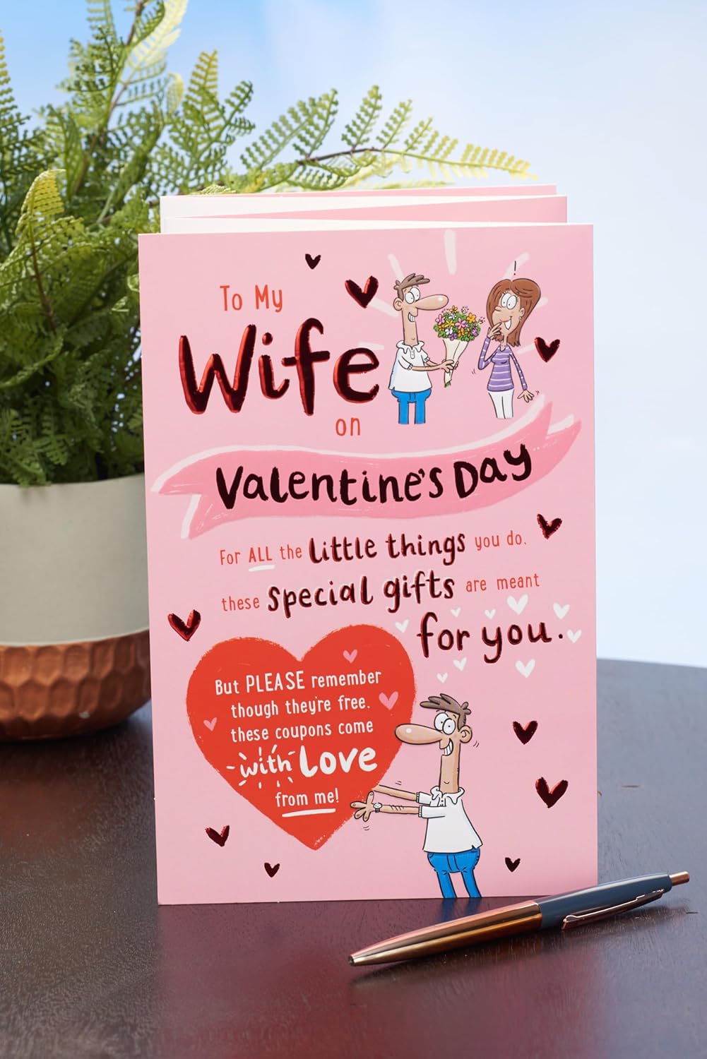 UK Greetings Valentine's Day card for wife featuring a cartoon rhyme design, perfect for expressing love on special occasions.