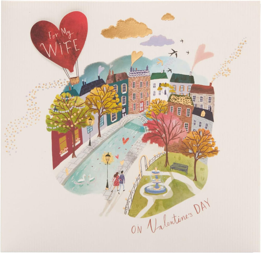 UK Greetings Valentine's Day card for wife featuring a cute couple scene, perfect for expressing love on special occasions.