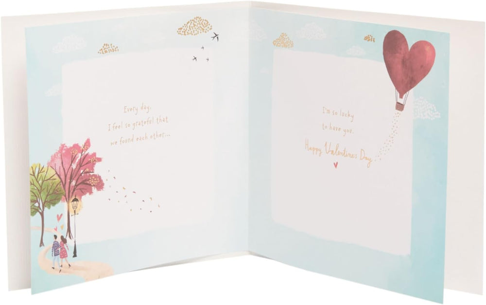 UK Greetings Valentine's Day card for wife featuring a cute couple scene, ideal for expressing love and affection.