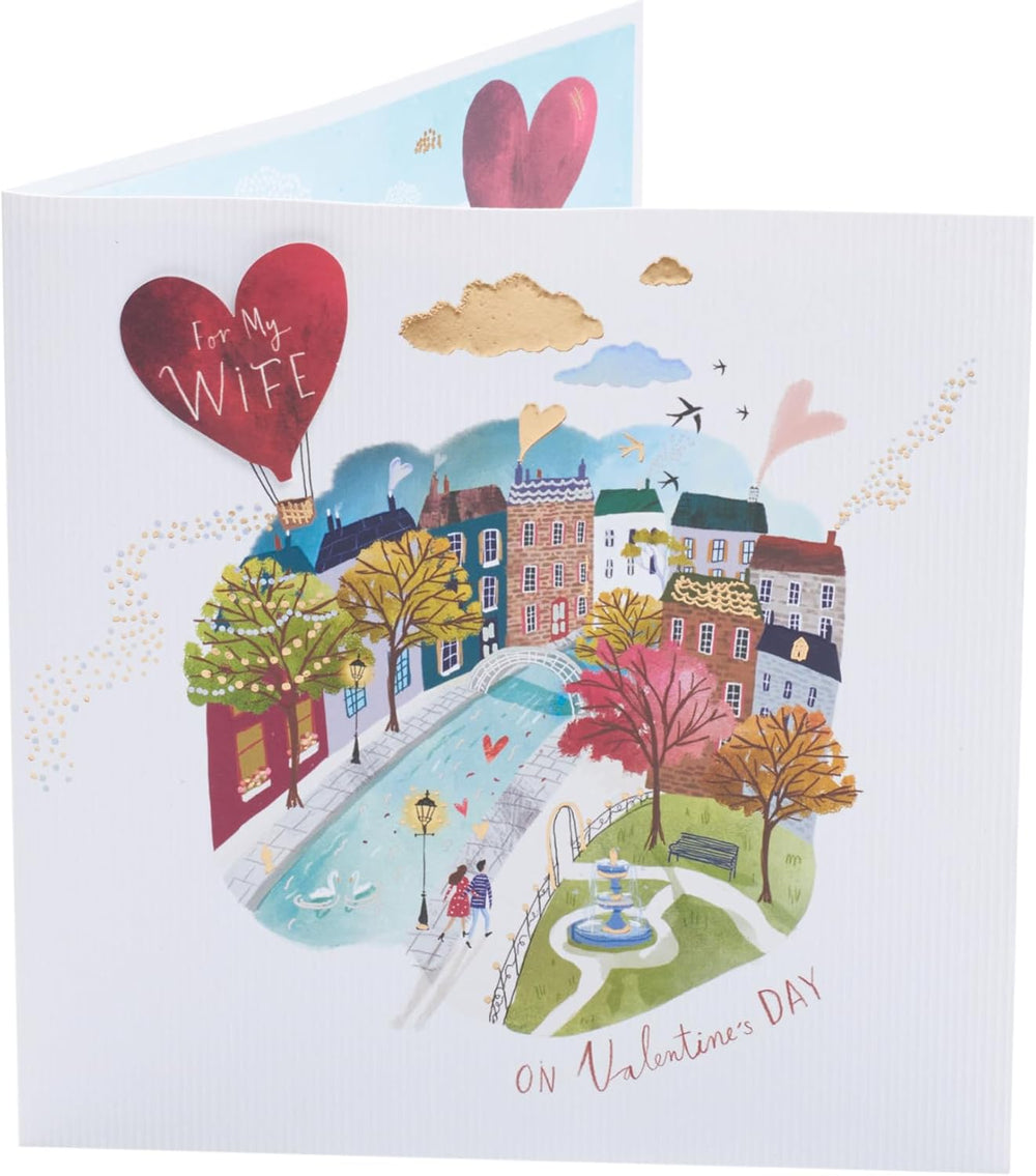 UK Greetings Valentine's Day card for wife featuring a cute couple scene, perfect for expressing love and affection.