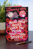 UK Greetings Valentine's Day card for wife featuring a cute design and a decorative badge, perfect for expressing love.