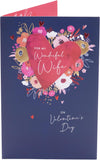 UK Greetings Valentine's Day card for wife featuring a floral heart design, perfect for expressing love to your spouse.