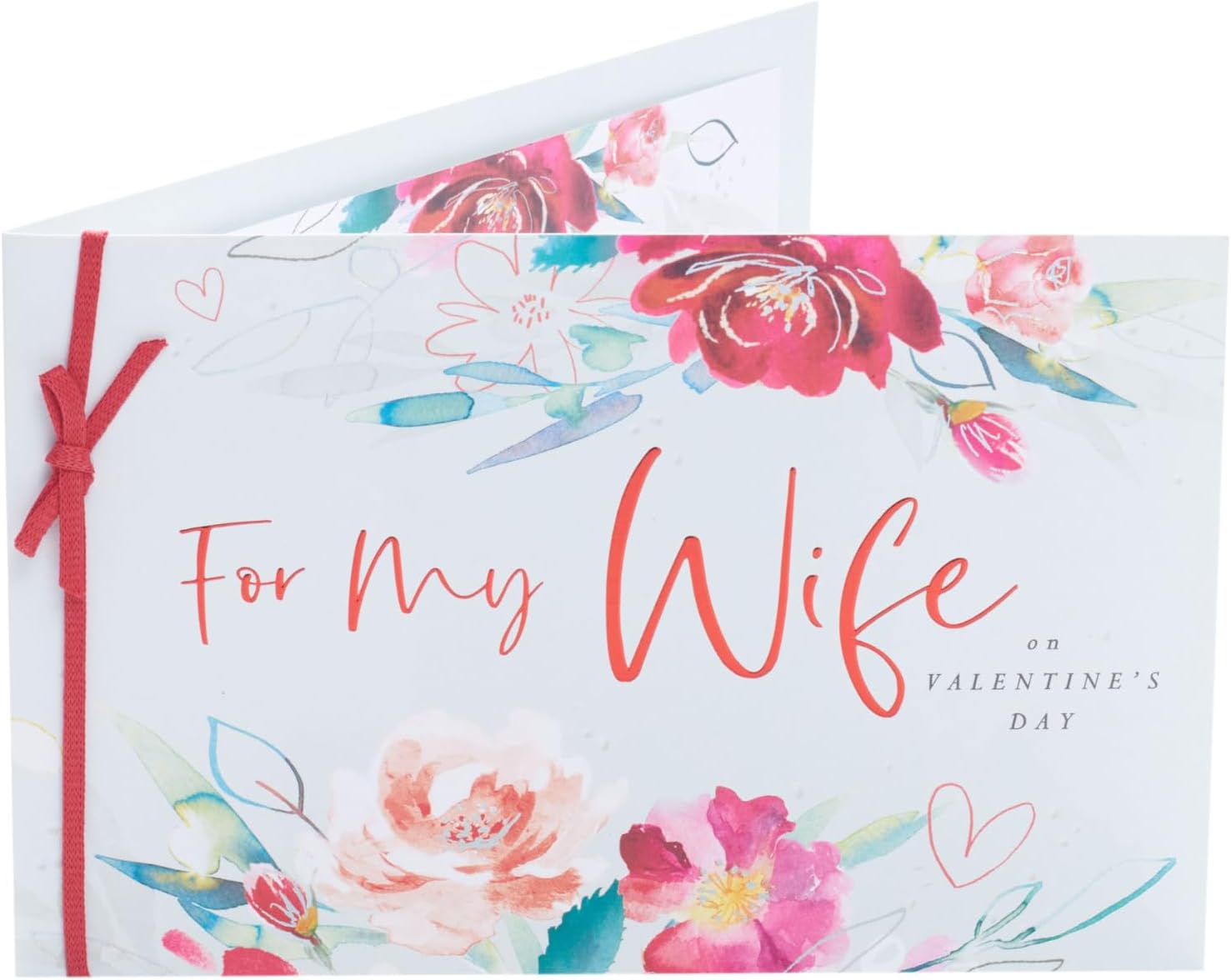UK Greetings Valentine's Day card for wife featuring a pink floral design, perfect for expressing love and affection.