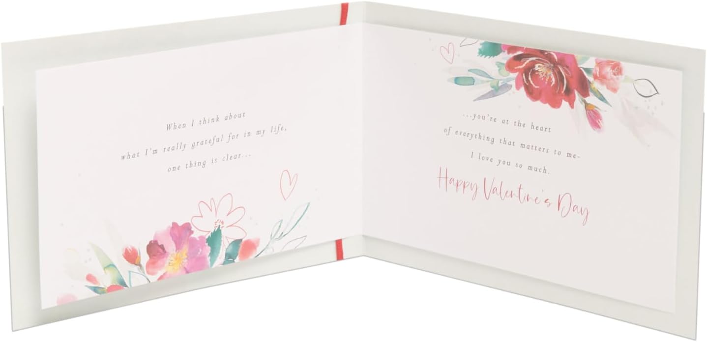 Pink floral Valentine’s Day greeting card for wife by UK Greetings featuring a romantic floral design.