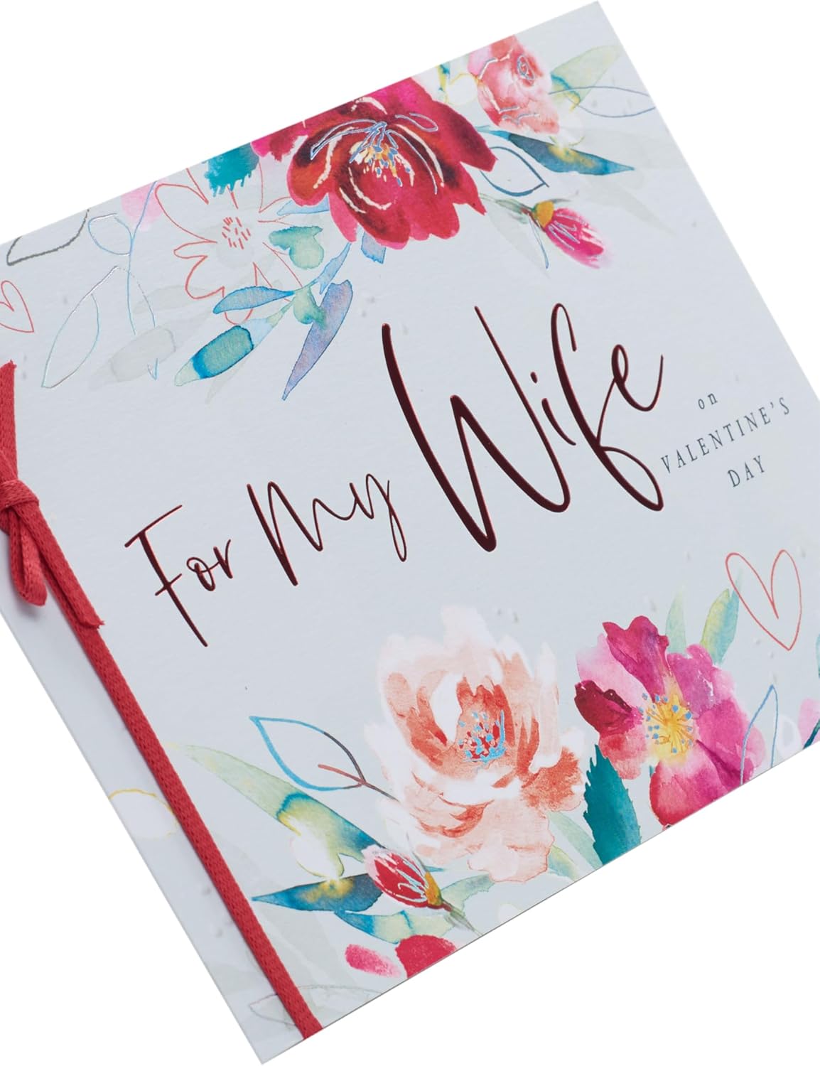 UK Greetings Valentine's Day card for wife featuring a pink floral design, perfect for expressing love on special occasions.