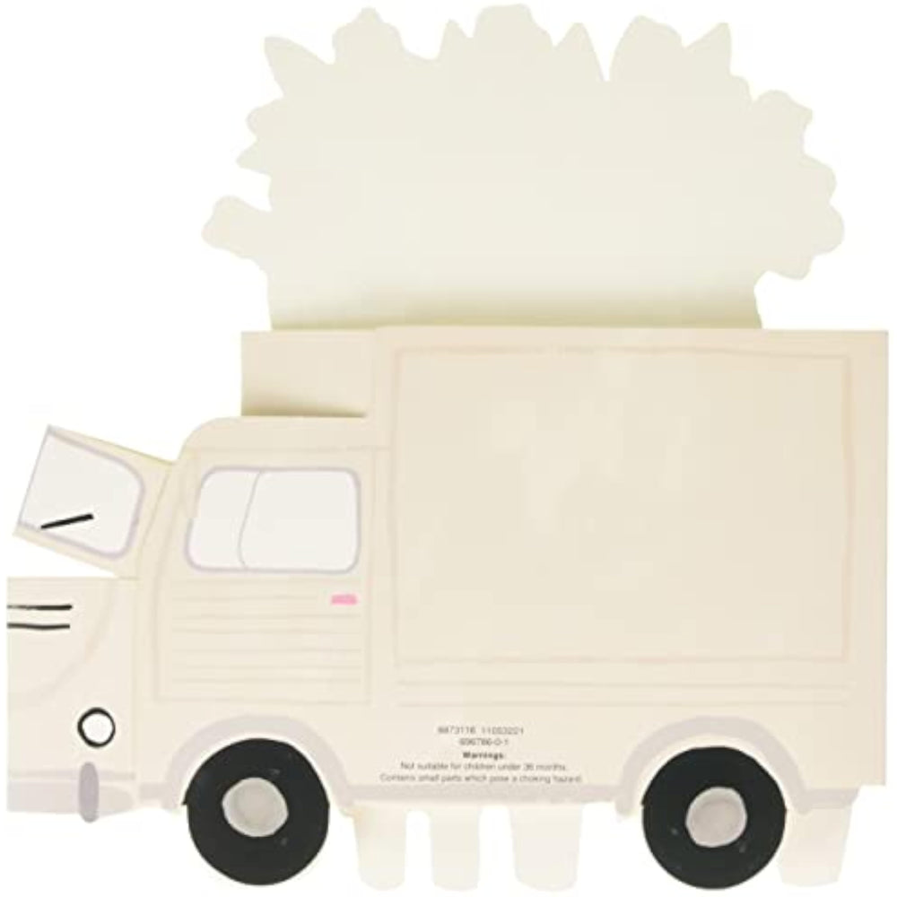 UK Greetings Valentine's Day card for her with pop-up flower truck design and included envelope, featuring a charming floral scene.