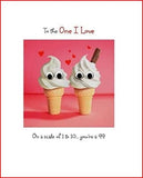 UK Greetings Valentine's Day card featuring colorful ice cream cones and the message "One I Love" in a cheerful design.