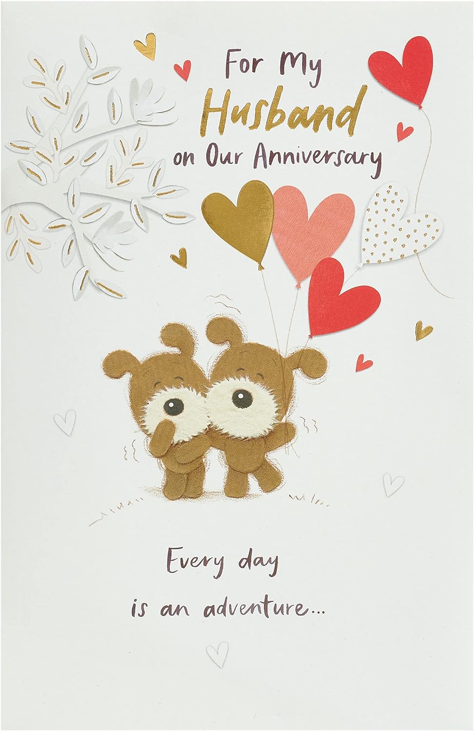 UK Greetings wedding anniversary greeting card for husband with a lovely design, featuring elegant artwork and heartfelt message.