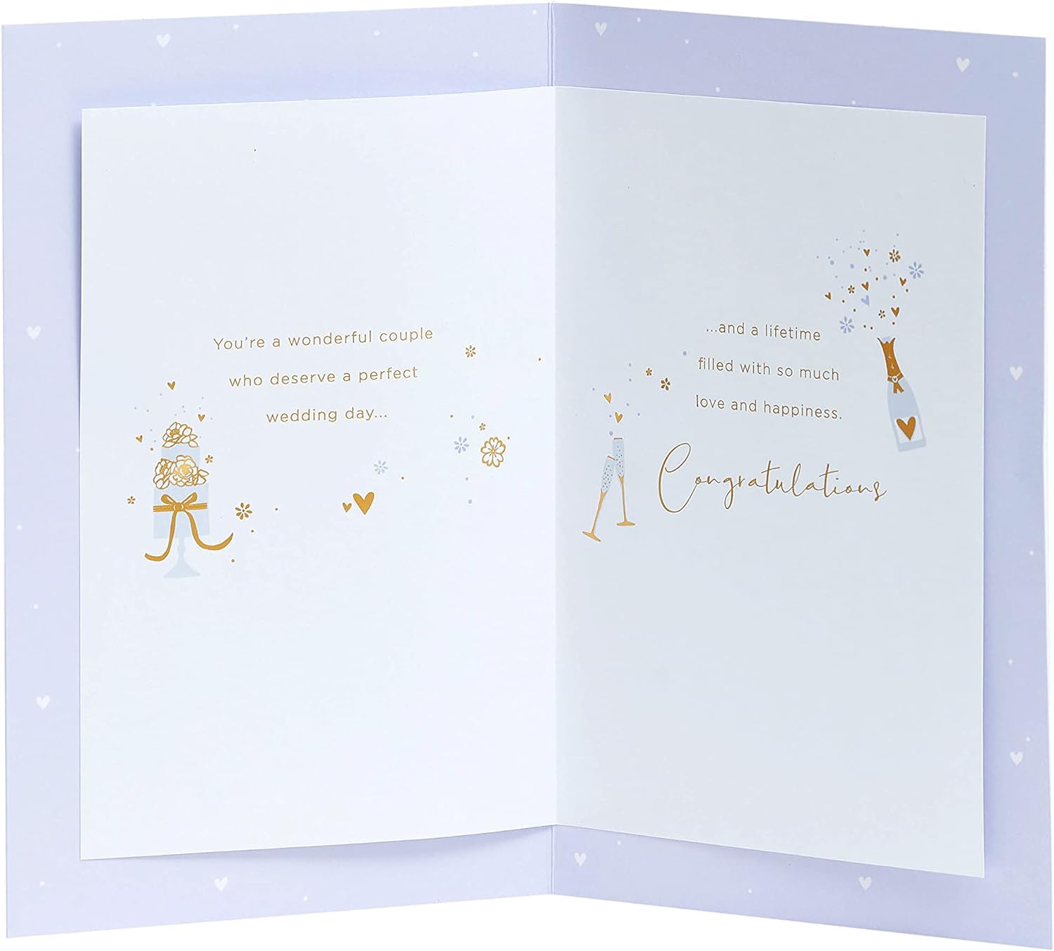 UK Greetings wedding greeting card for him, her, or a friend featuring a elegant pale blue design.