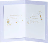 UK Greetings wedding greeting card for him, her, or a friend featuring a elegant pale blue design.