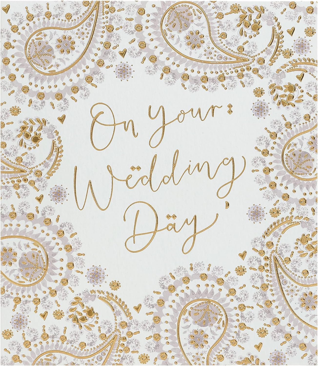 UK Greetings wedding greeting card for him, her, or a friend featuring a stylish patterned design.