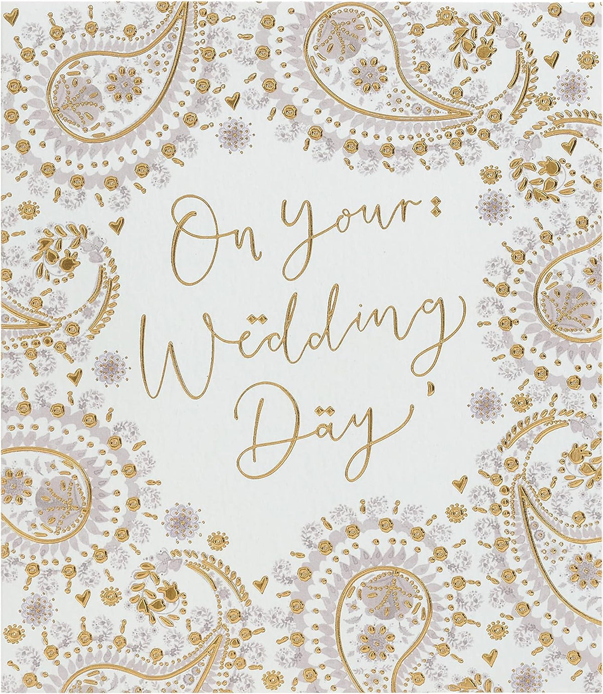UK Greetings wedding greeting card for him, her, or a friend featuring a stylish patterned design.
