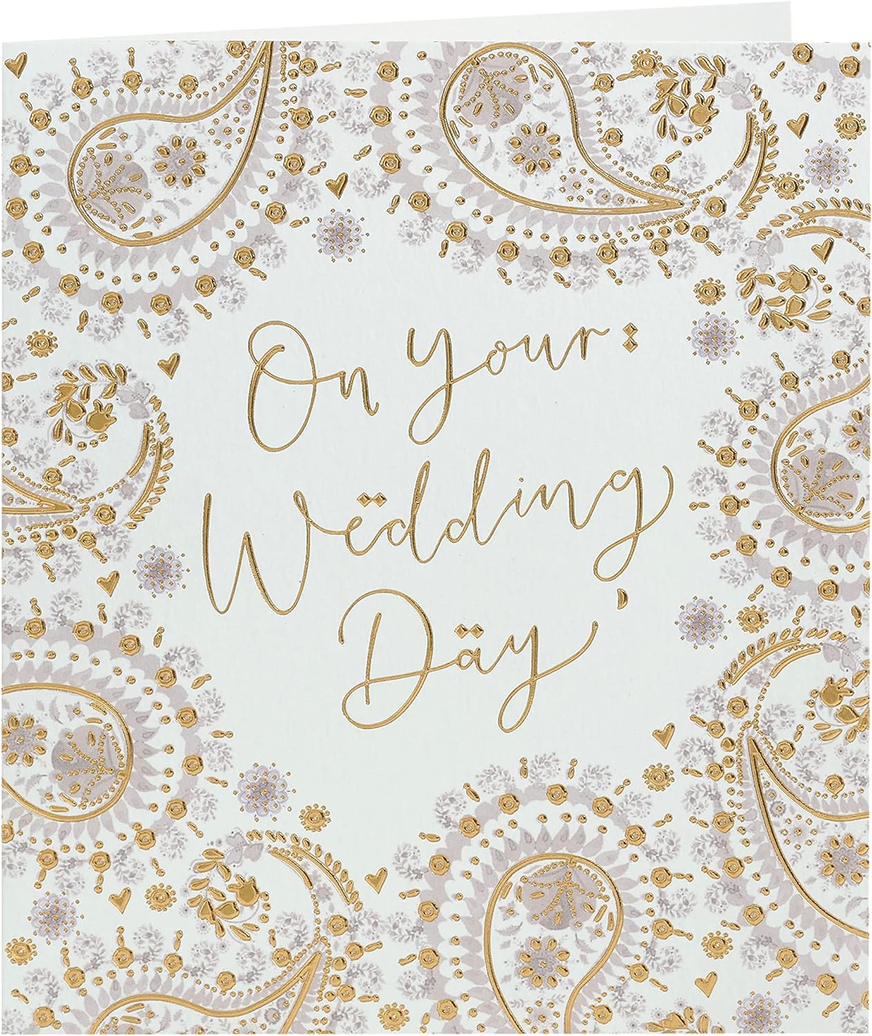 UK Greetings wedding greeting card for him, her, or friend featuring a stylish patterned design.