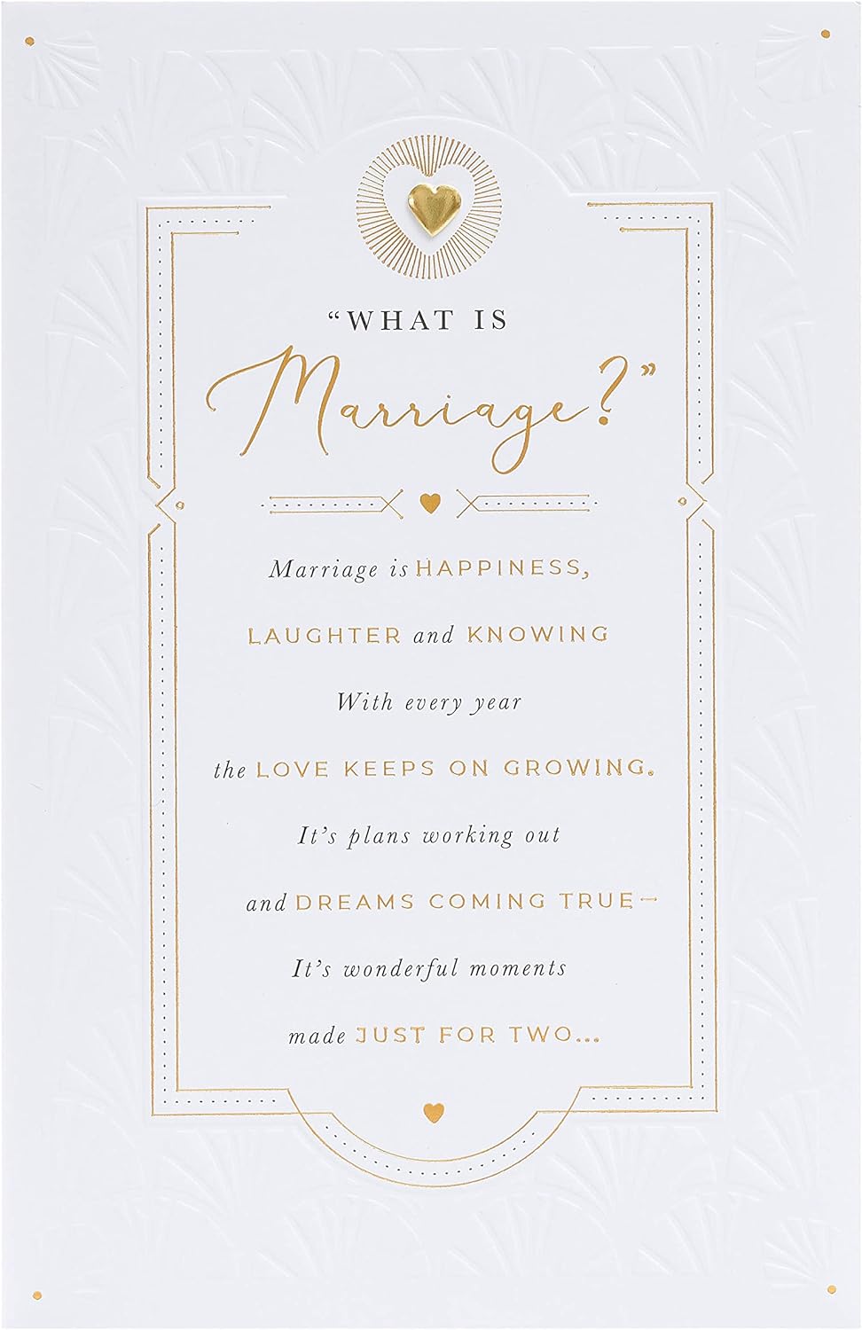 UK Greetings wedding greeting card for him, her, or friend with poetic design, featuring elegant floral illustrations and heartfelt message.
