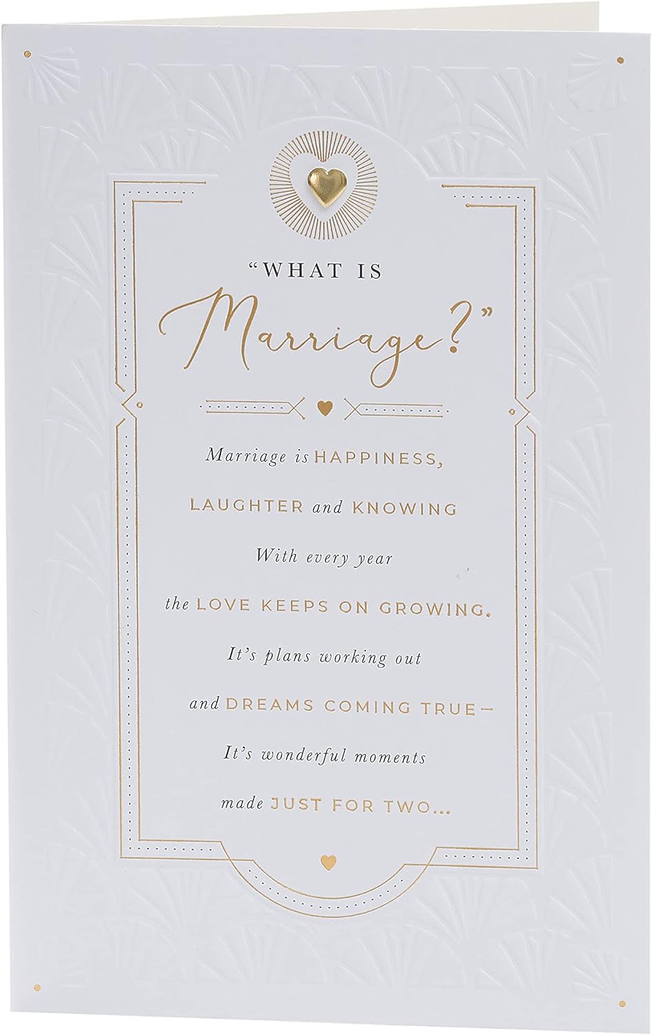 UK Greetings wedding greeting card for him, her, or friend featuring a poetic design, ideal for celebrating special occasions.