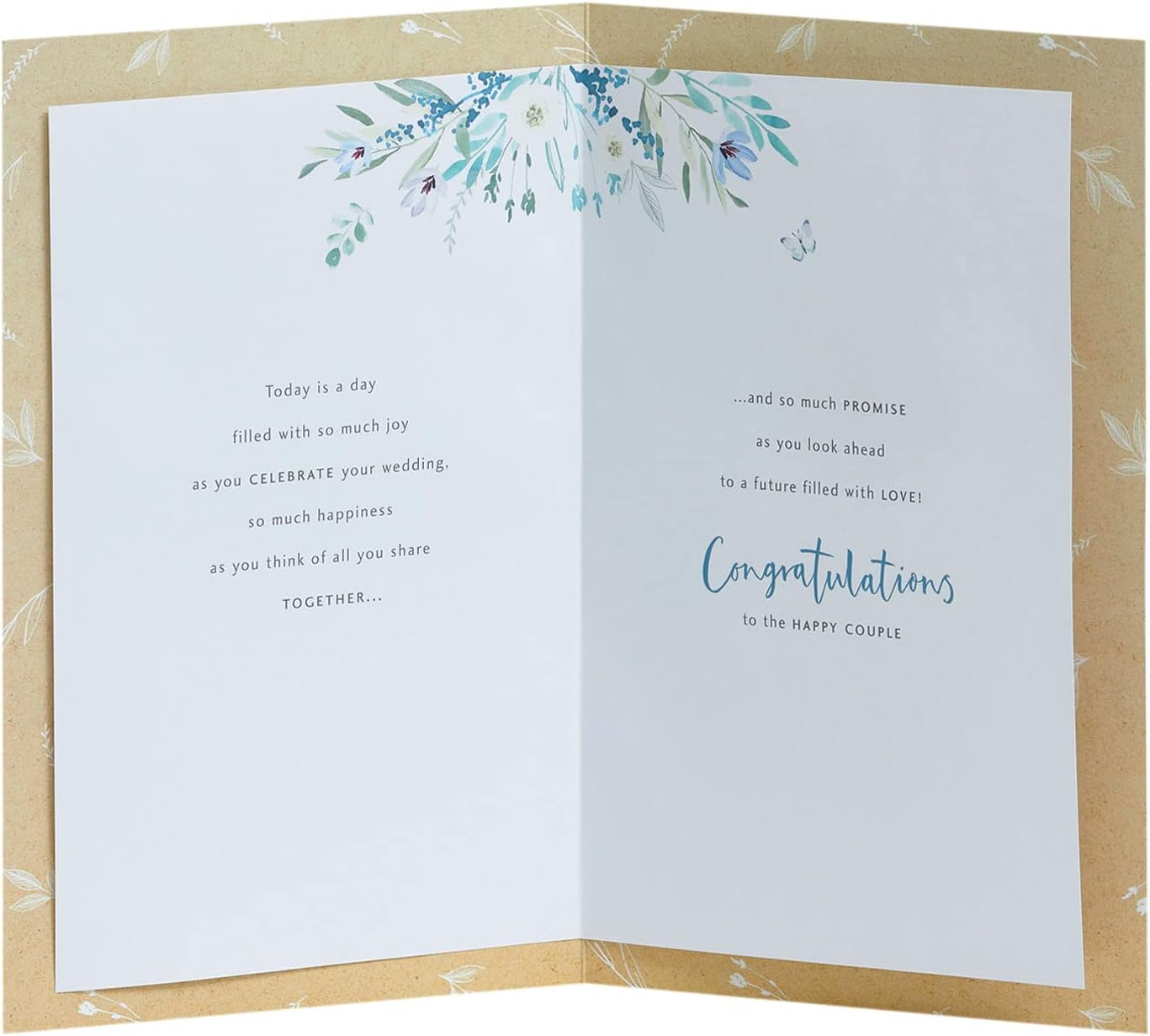 UK Greetings wedding greeting card for him, her, or friend featuring a white flower design and elegant floral artwork.