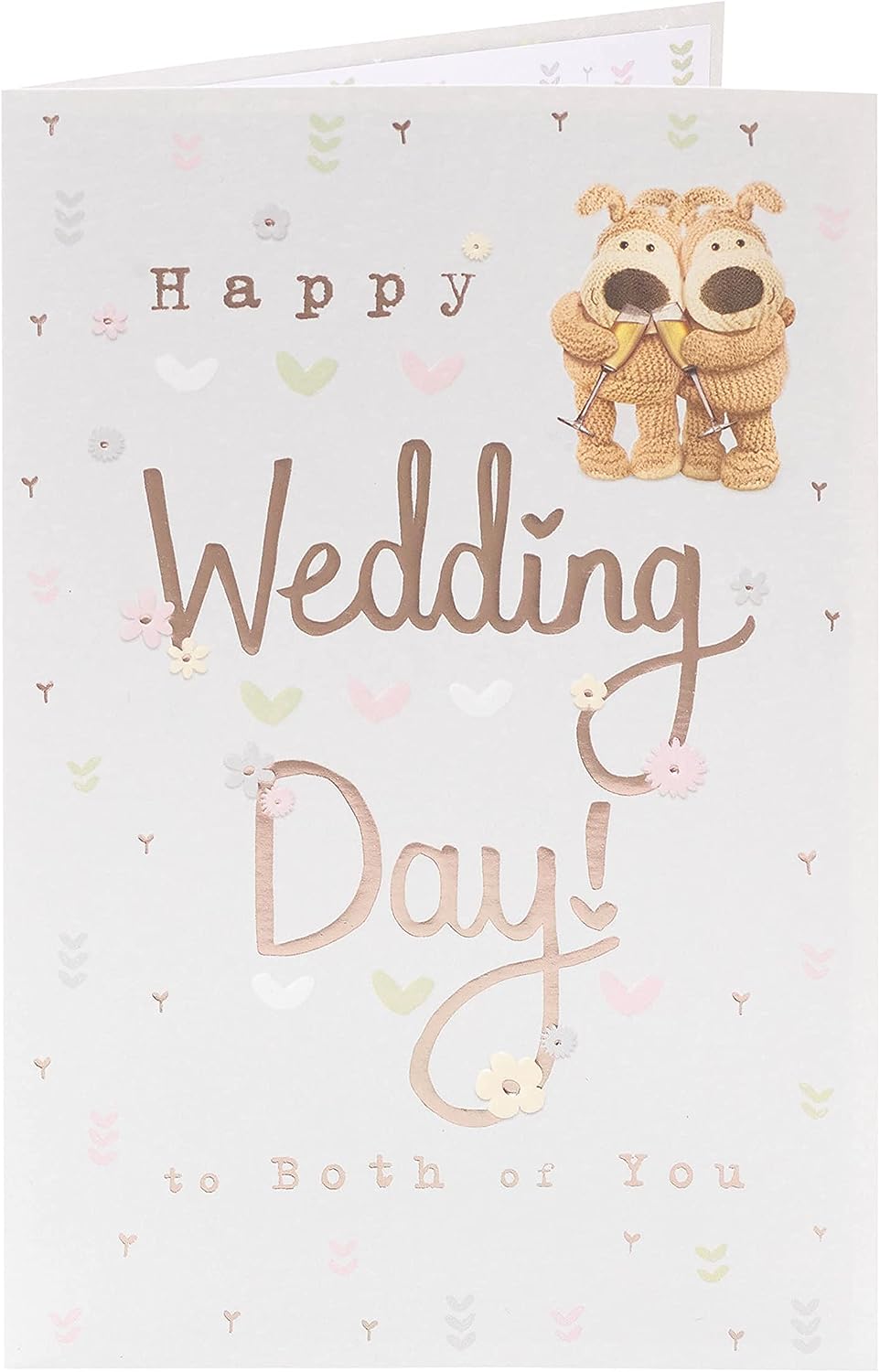 UK Greetings Wedding Day Boofles Toast Card featuring colorful illustrations and heartfelt message for celebrating a wedding occasion.