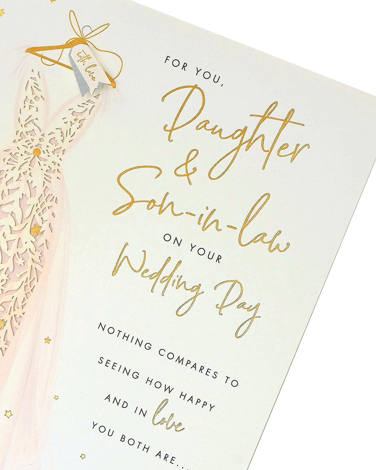 UK Greetings wedding congratulations card for daughter and son-in-law featuring a sentimental message and elegant design.