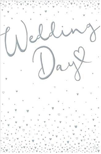 UK Greetings wedding congratulation card with silver holographic hearts, foil accents, and embossed finish, perfect for celebrating weddings.