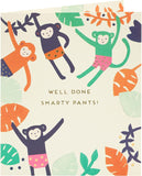 UK Greetings Well Done Monkey congratulation card with cartoon monkey and colorful design for celebrating exam success.