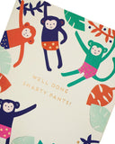 UK Greetings Well Done Monkey congratulation card featuring a cheerful monkey design for celebrating exam success.
