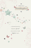 UK Greetings granddaughter birthday card featuring colorful floral design and heartfelt message for special occasions.